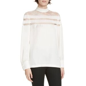 Sandro Mirtylles Lace Detail Sheer Top Size 1 (US Small)